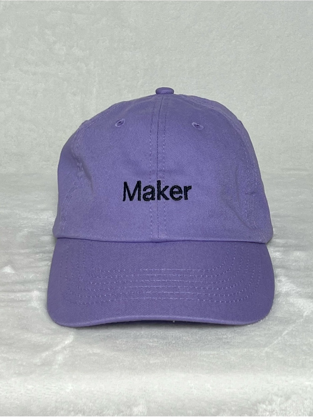 NWOT Purple Baseball Cap Hat with Black “Maker” Embroidery - 100% Cotton
